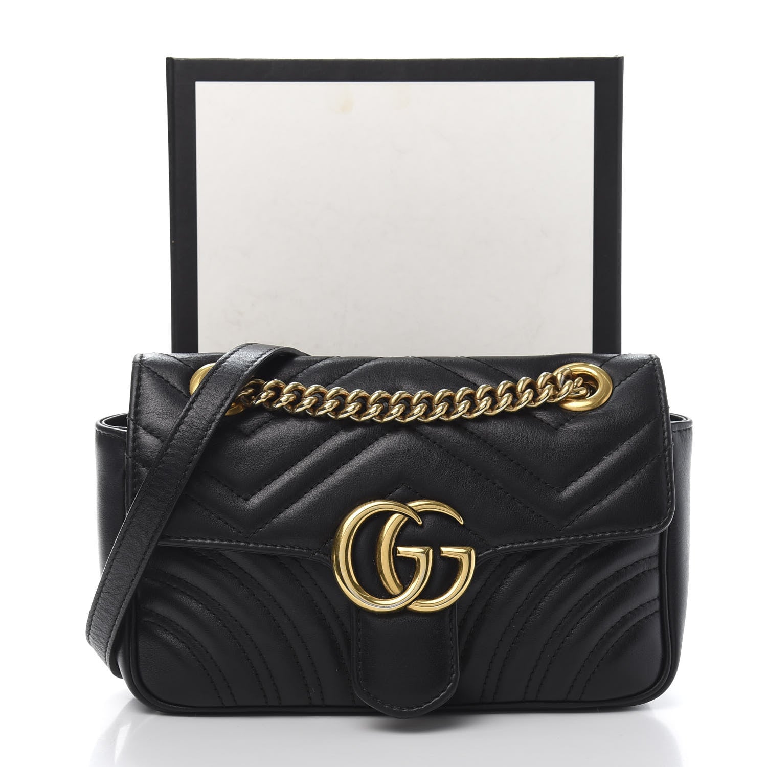 Gucci Calfskin Matelasse Mini GG Marmont Shoulder Bag Black 15 of 15