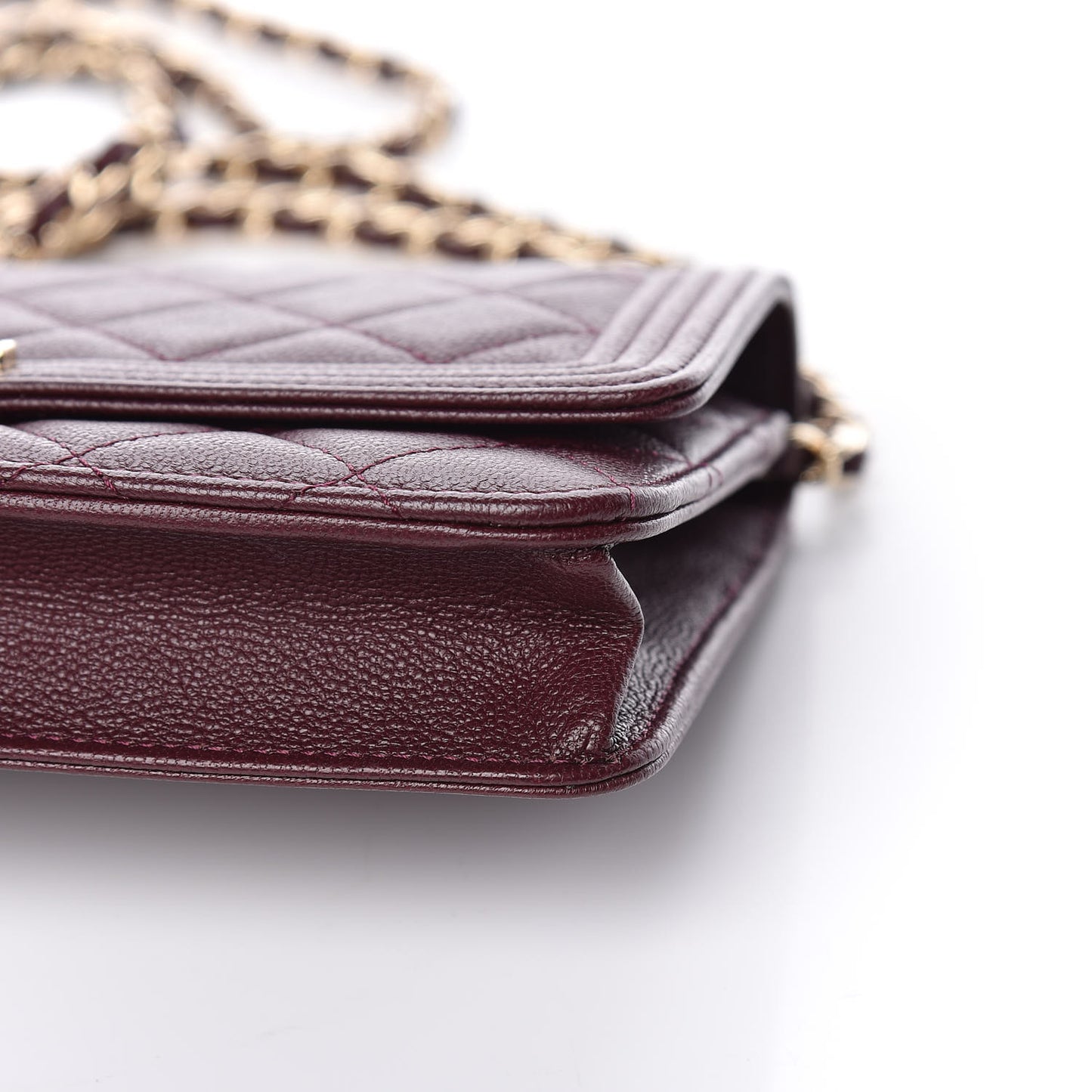 Caviar Quilted Boy Wallet On Chain WOC Dark Purple