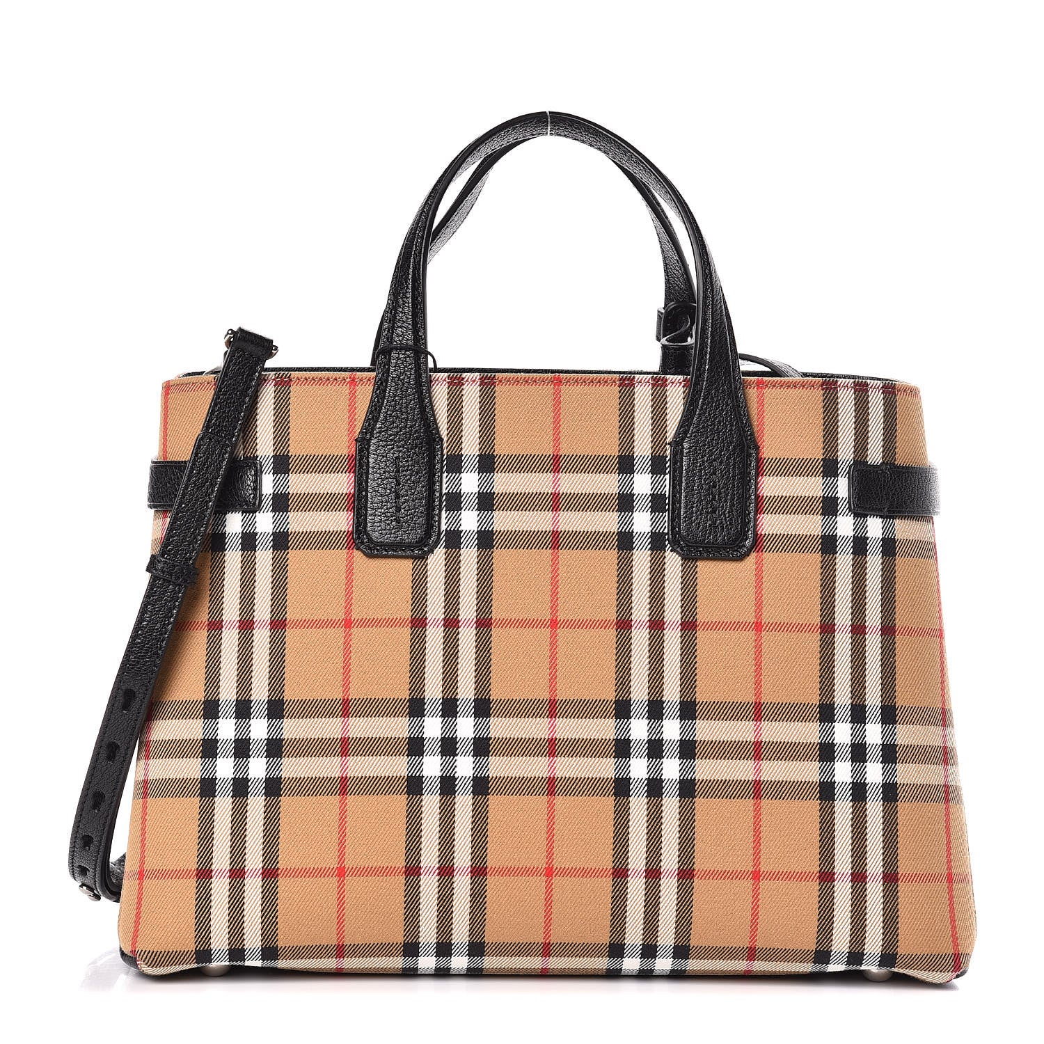 Burberry Goatskin Vintage Check Medium Banner Tote Black 1 of 11