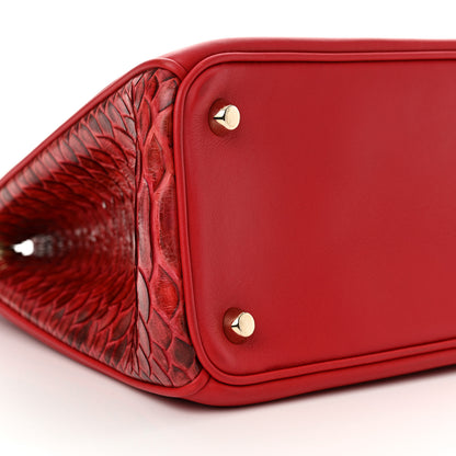 Christian Dior Calfskin Snakeskin Medium Diorissimo Tote Red 9 of 13
