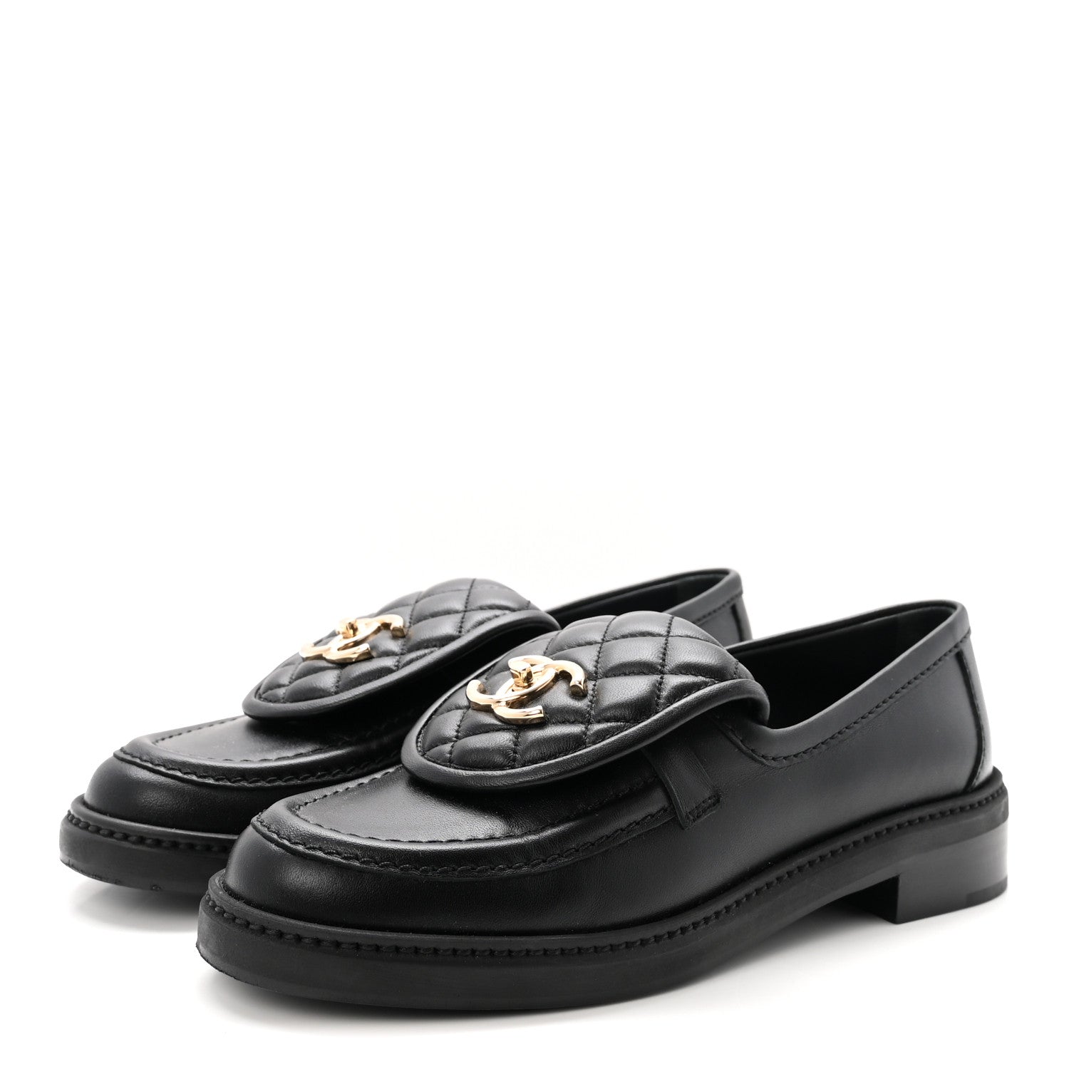 Chanel Lambskin Quilted CC Turnlock Loafers 36.5 Black 4 of 10