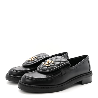 Chanel Lambskin Quilted CC Turnlock Loafers 36.5 Black 4 of 10