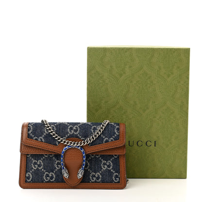 Gucci New Denim GG Monogram Dollar Calfskin Enamel Super Mini Dionysus Shoulder Bag Blue Tea Cuir Epilog Electric Blue 10 of 10