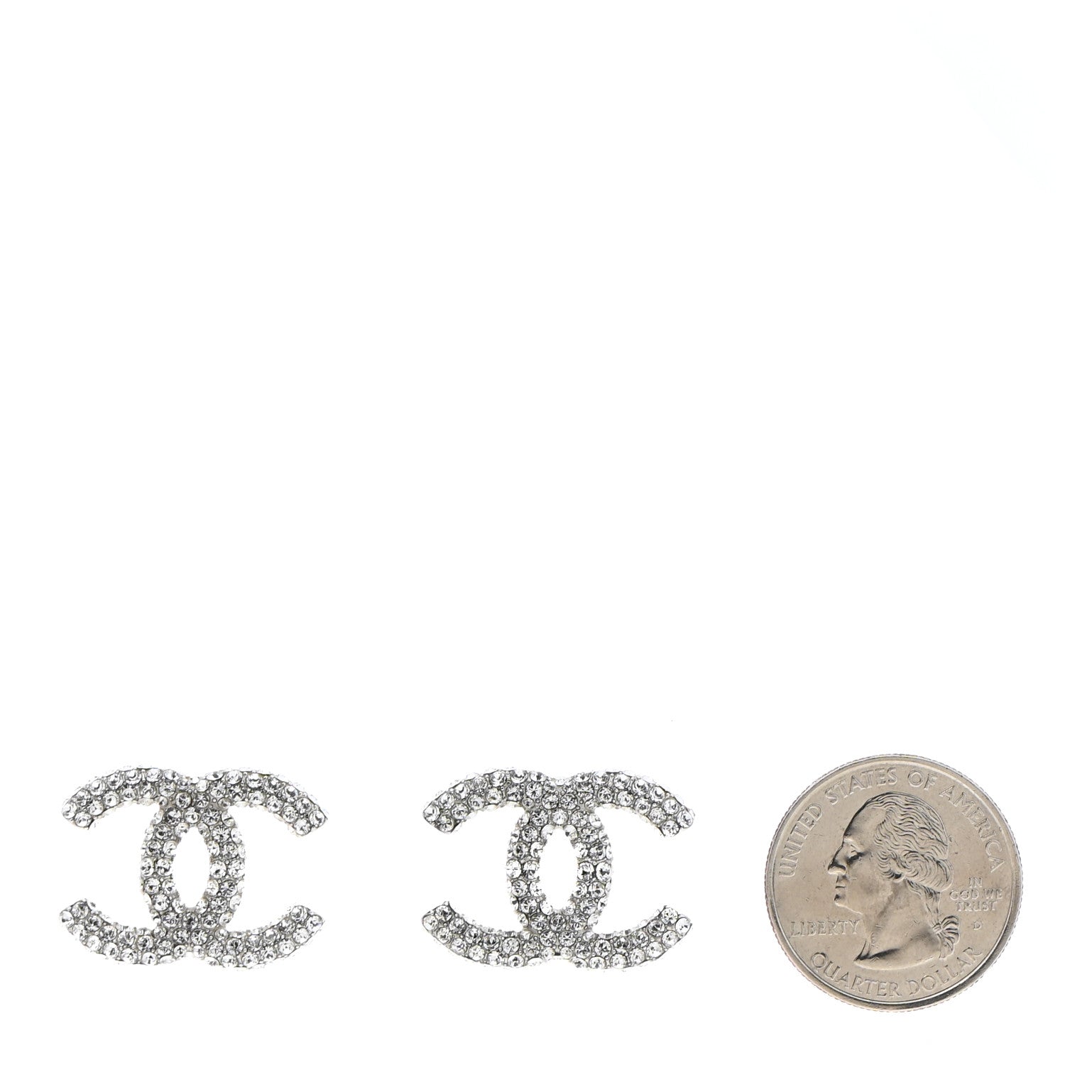 Chanel Crystal CC Treasure Chest Earrings Silver 2 of 4