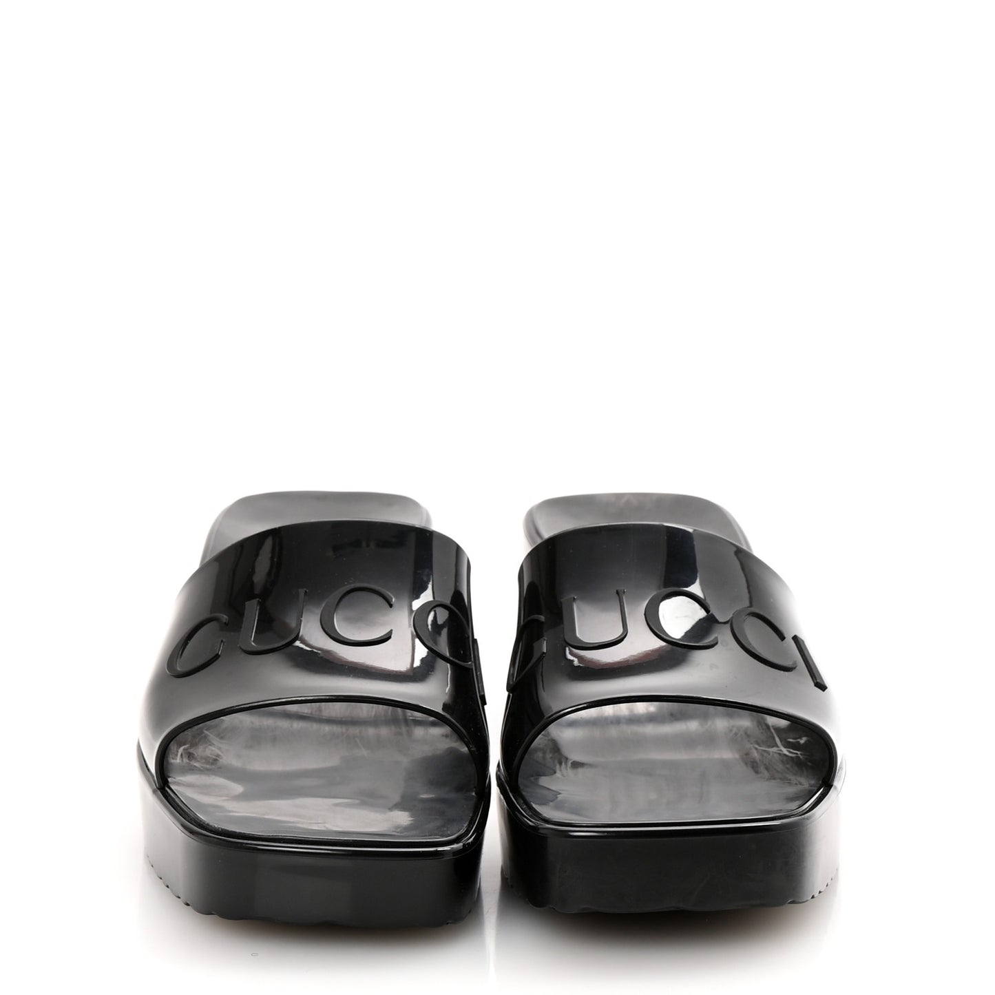Rubber Gucci Logo Womens Platform 20/60mm Slide Sandals 38 Black