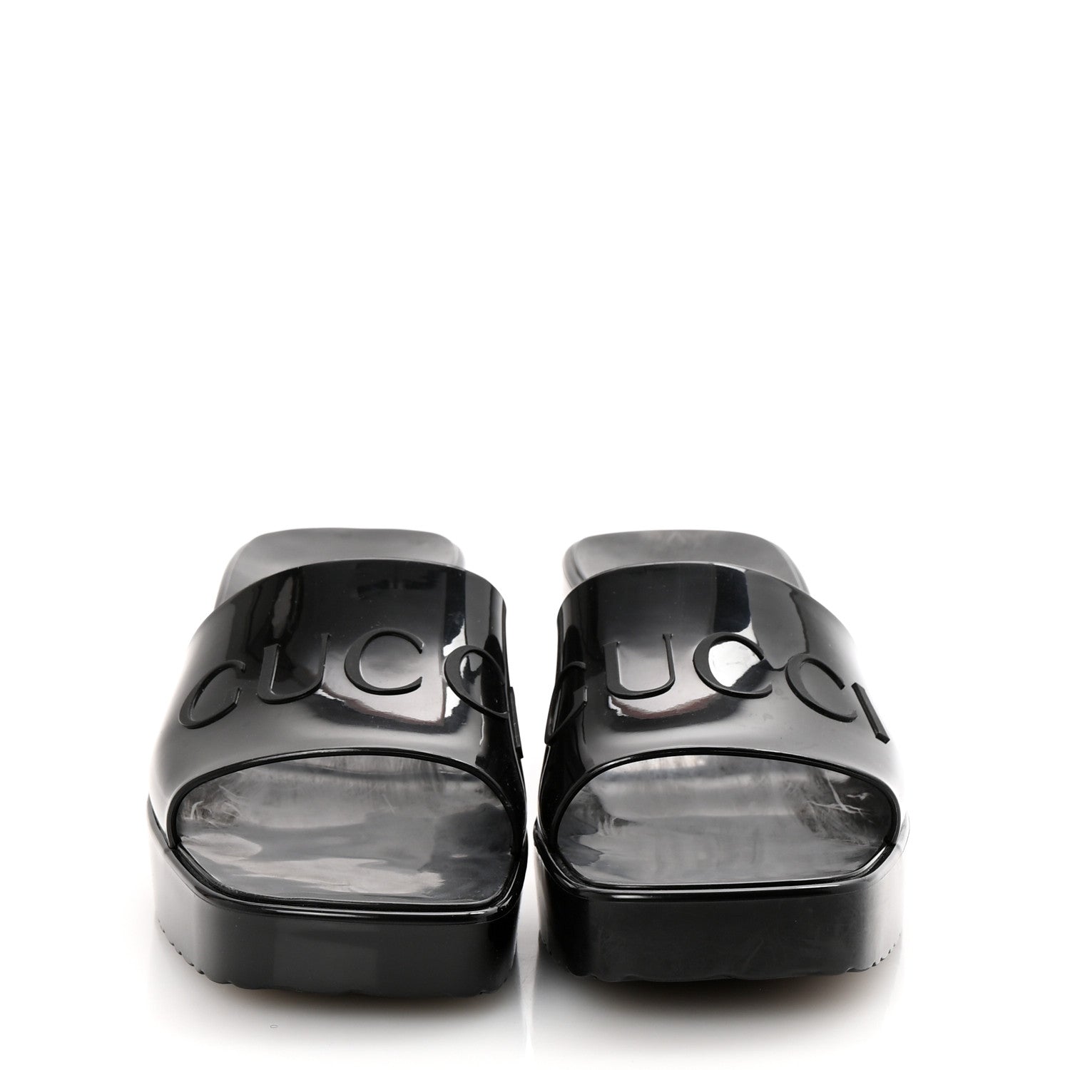 Gucci Rubber Gucci Logo Womens Platform 20/60mm Slide Sandals 38 Black 3 of 9
