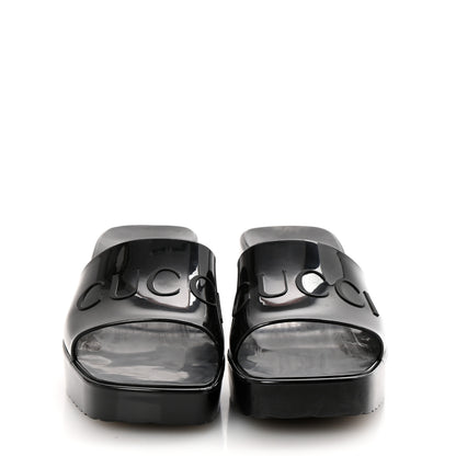 Gucci Rubber Gucci Logo Womens Platform 20/60mm Slide Sandals 38 Black 3 of 9