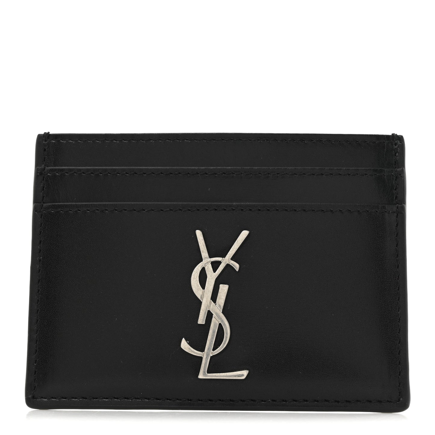 Calfskin Monogram Credit Card Case Black