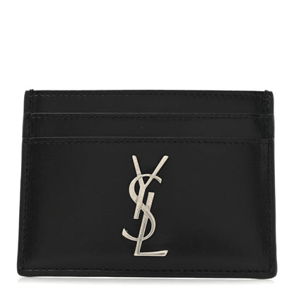 Saint Laurent Calfskin Monogram Credit Card Case Black 1 of 7