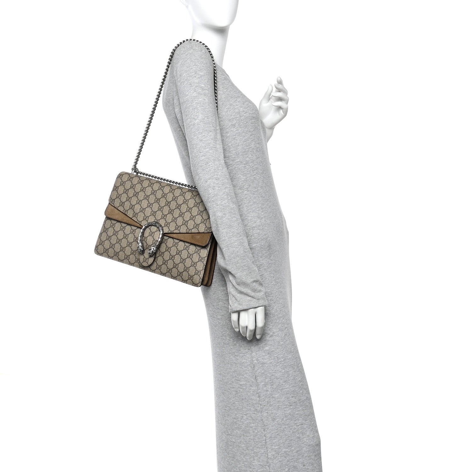 Gucci GG Supreme Monogram Medium Dionysus Shoulder Bag Taupe 2 of 10