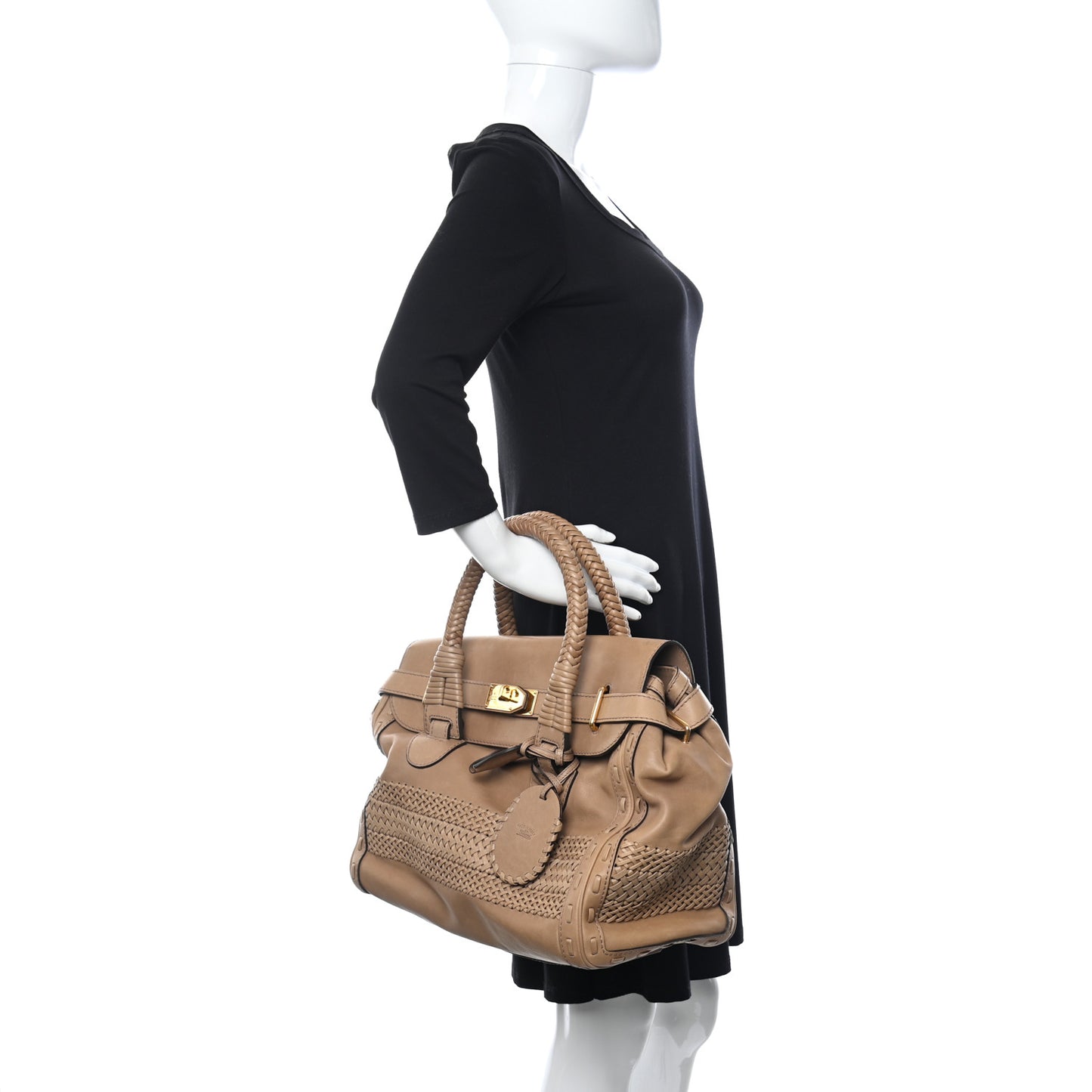 Calfskin Handmade Large Top Handle Bag Taupe