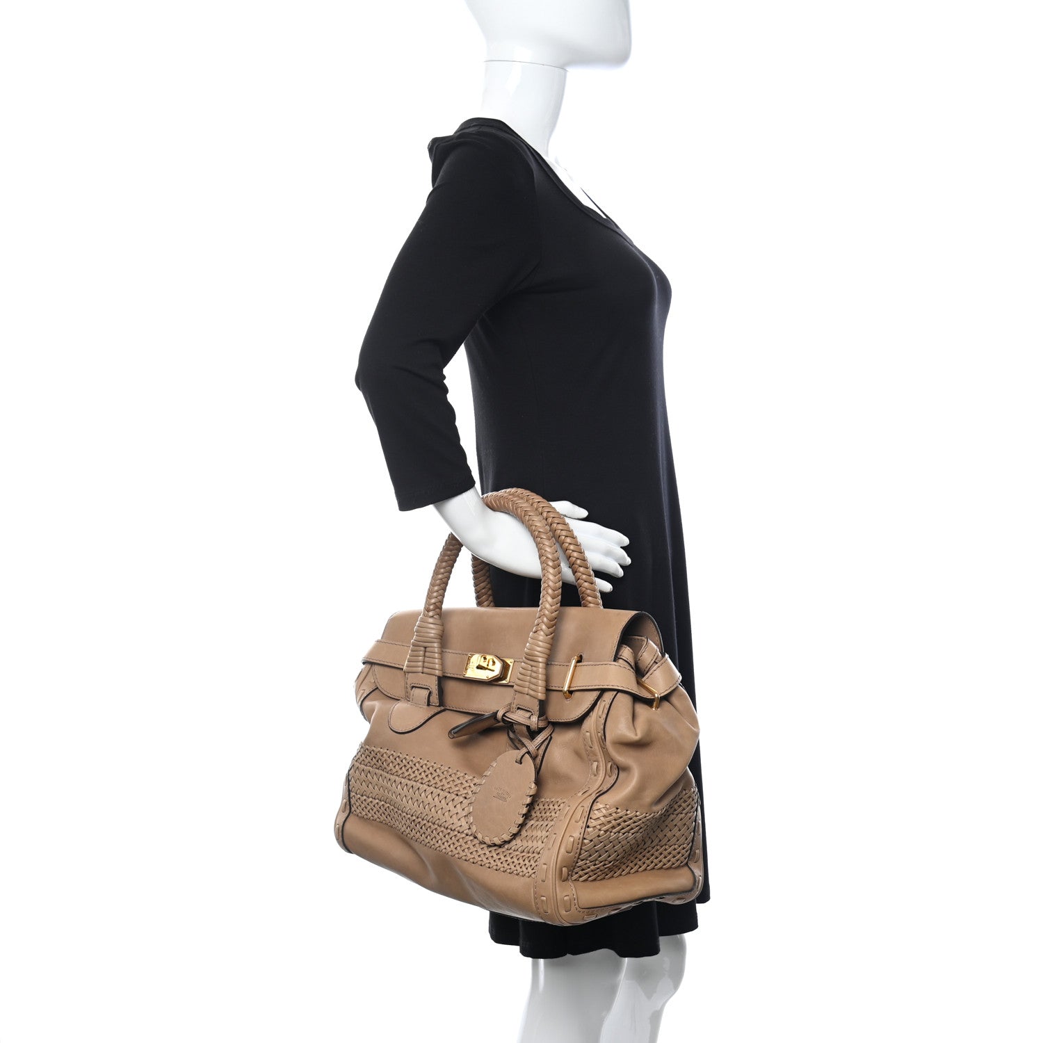 Gucci Calfskin Handmade Large Top Handle Bag Taupe 3 of 5