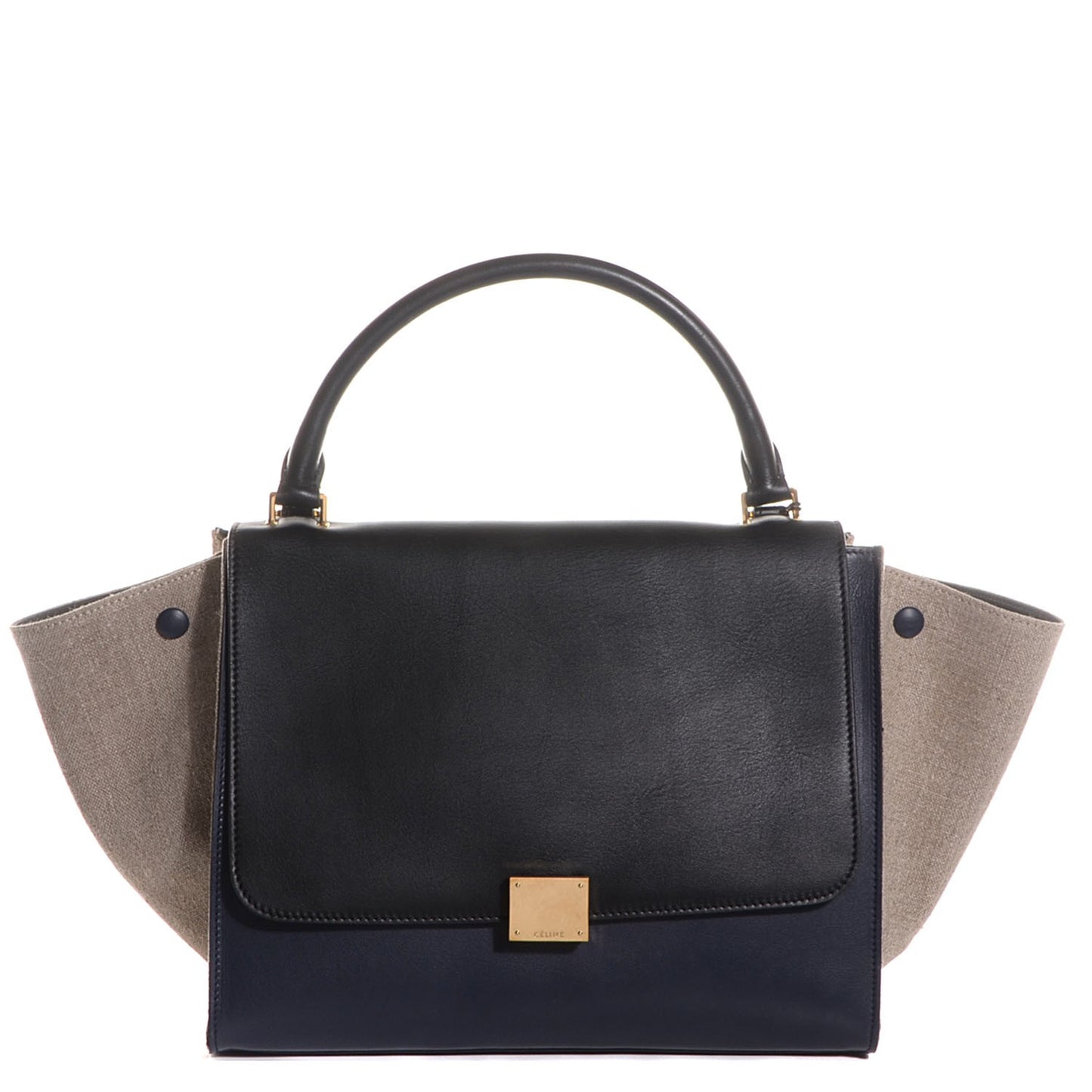 Smooth Calfskin Canvas Medium Trapeze Navy Blue