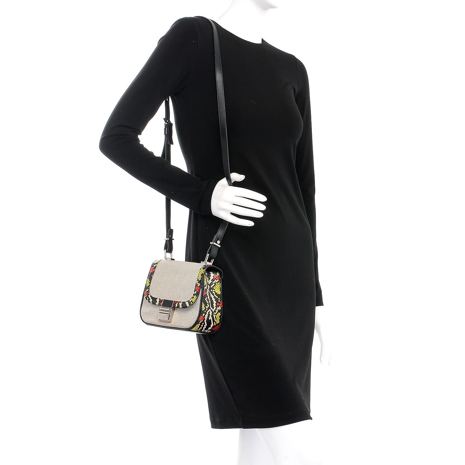 Proenza Schouler Canvas Ayers Calfskin Tiny Kent Shoulder Bag Black White 2 of 7