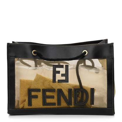 Fendi Calfskin Mesh FF Shoulder Tote Black 1 of 9