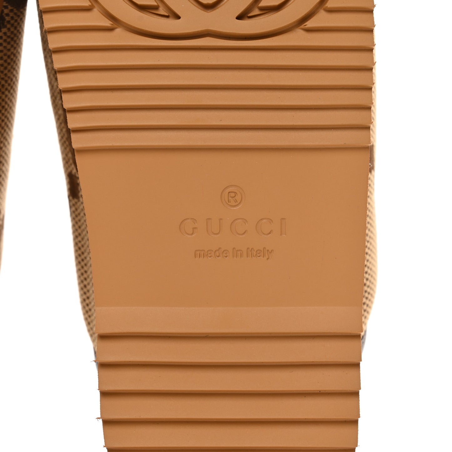 Monogram Jumbo GG Nappa Samoa Platform 40mm Slide Sandals 35 Camel Ebony New Acero