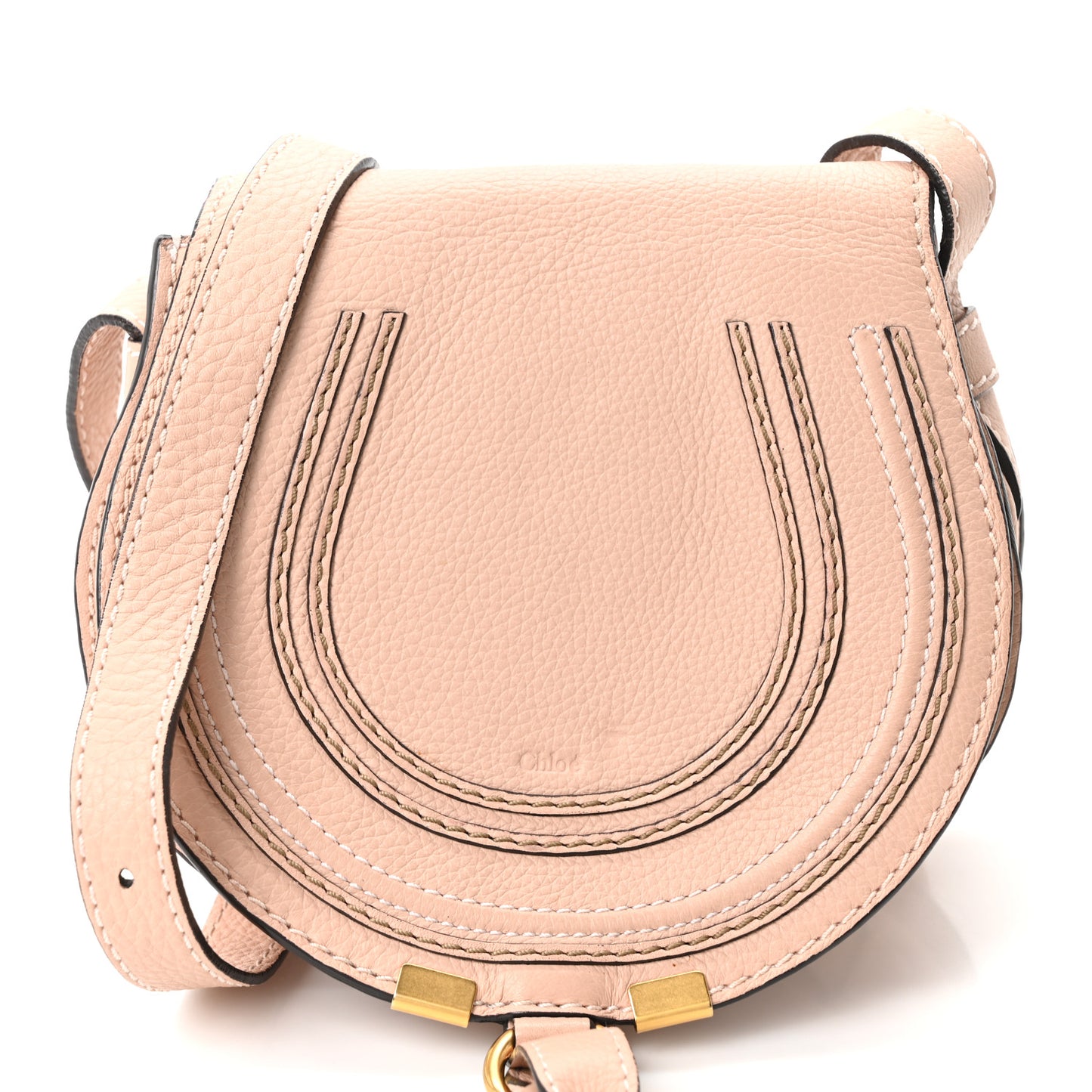 Grained Calfskin Small Marcie Saddle Bag Anemone Pink