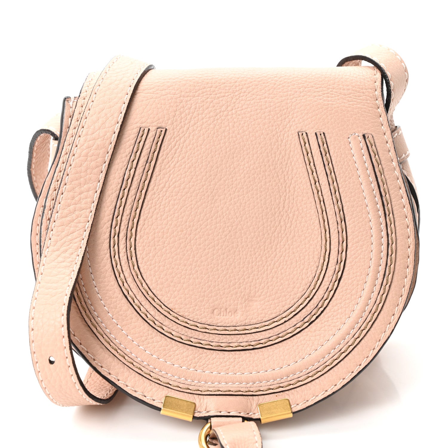 Chloe Grained Calfskin Small Marcie Saddle Bag Anemone Pink 8 of 10