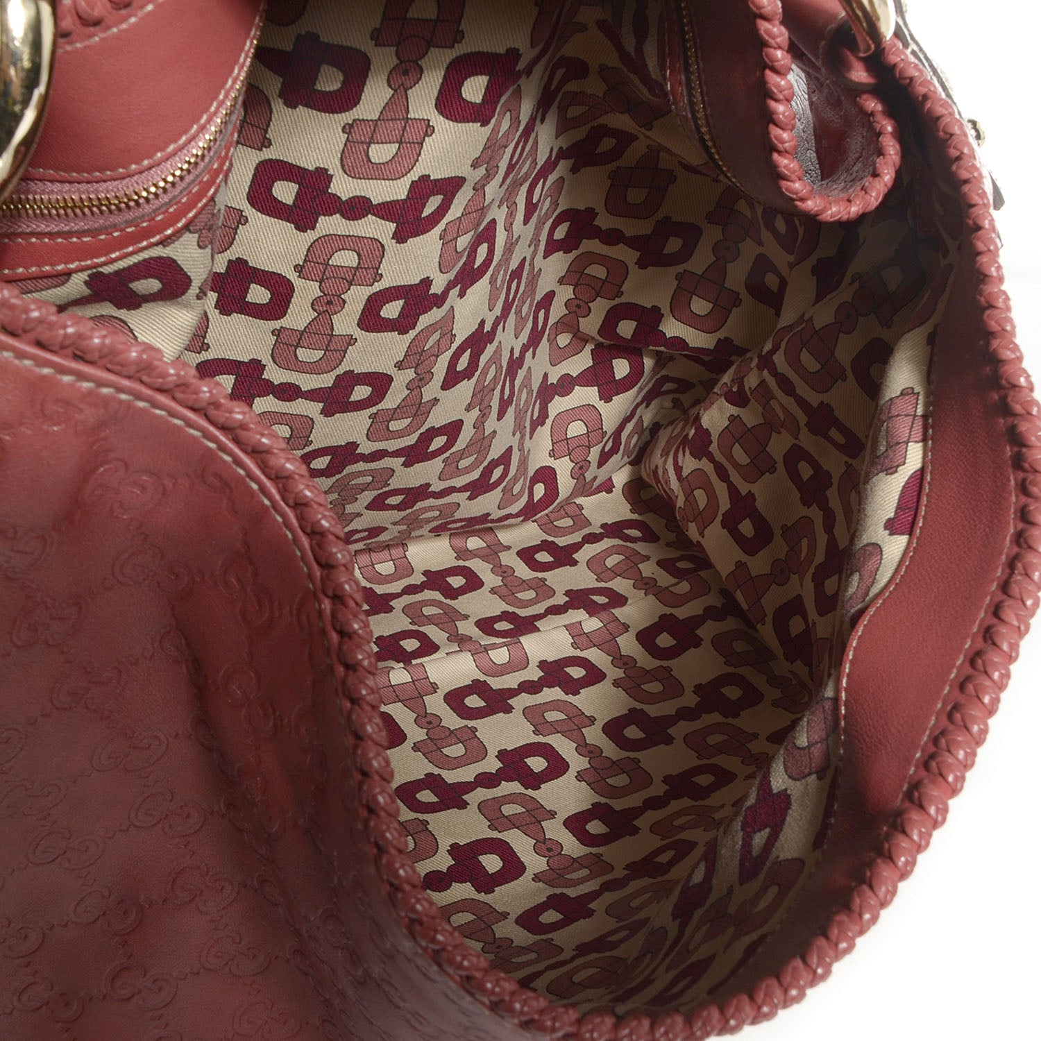 Gucci Guccissima Large Horsebit Chain Hobo Red 5 of 7