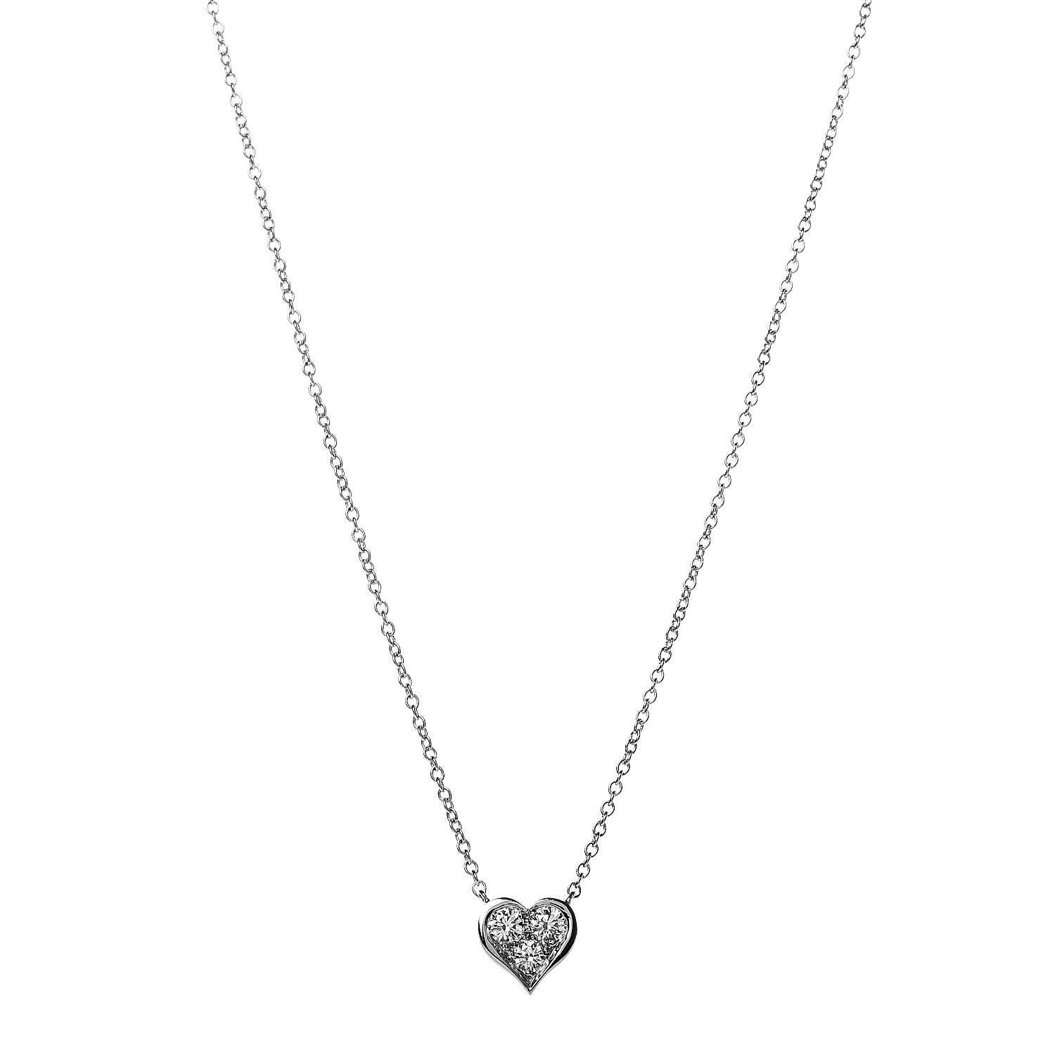 Tiffany Platinum Diamond Heart Pendant Necklace 1 of 5