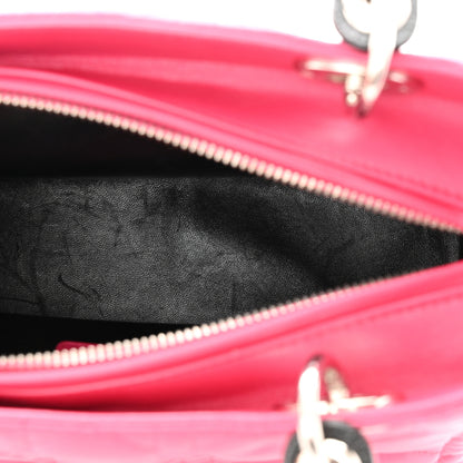 Christian Dior Lambskin Cannage Medium Tri-Color Lady Dior Fuchsia Anemone Black 5 of 10