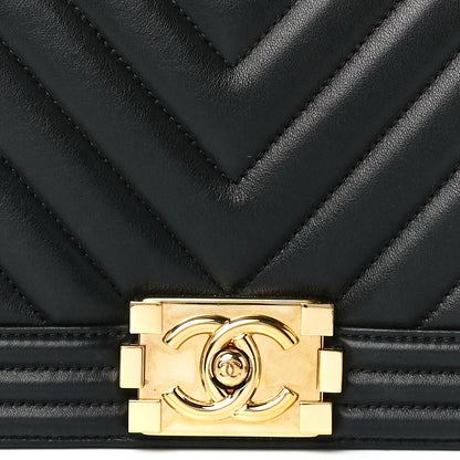 Chanel Calfskin Chevron Quilted Medium Boy Flap Black 8 of 11