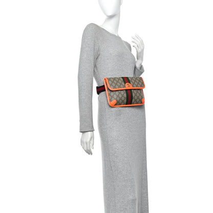Gucci GG Supreme Monogram Web Small Ophidia Belt Bag Beige Ebony Orange Fluo 2 of 10