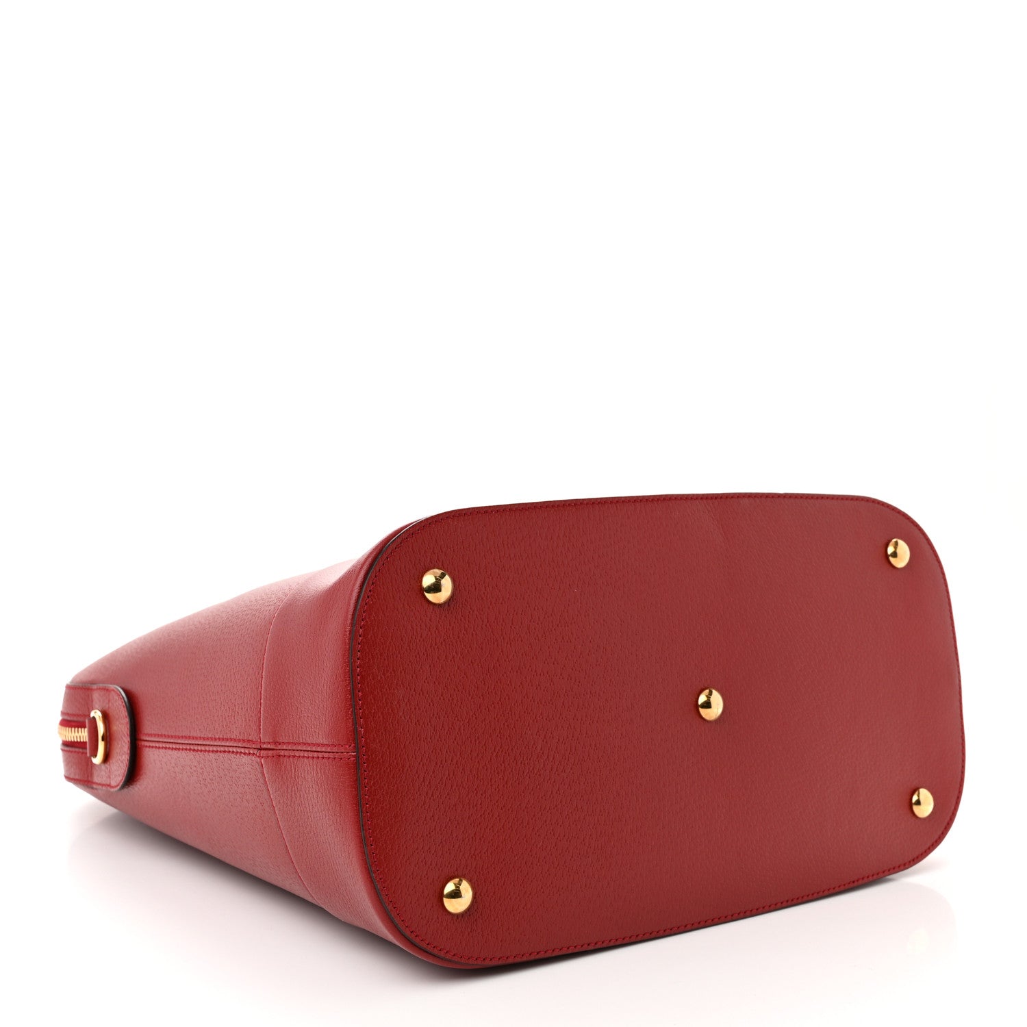 Gucci Textured Dollar Calfskin Web Small Savoy Bowling Tote Red 4 of 10