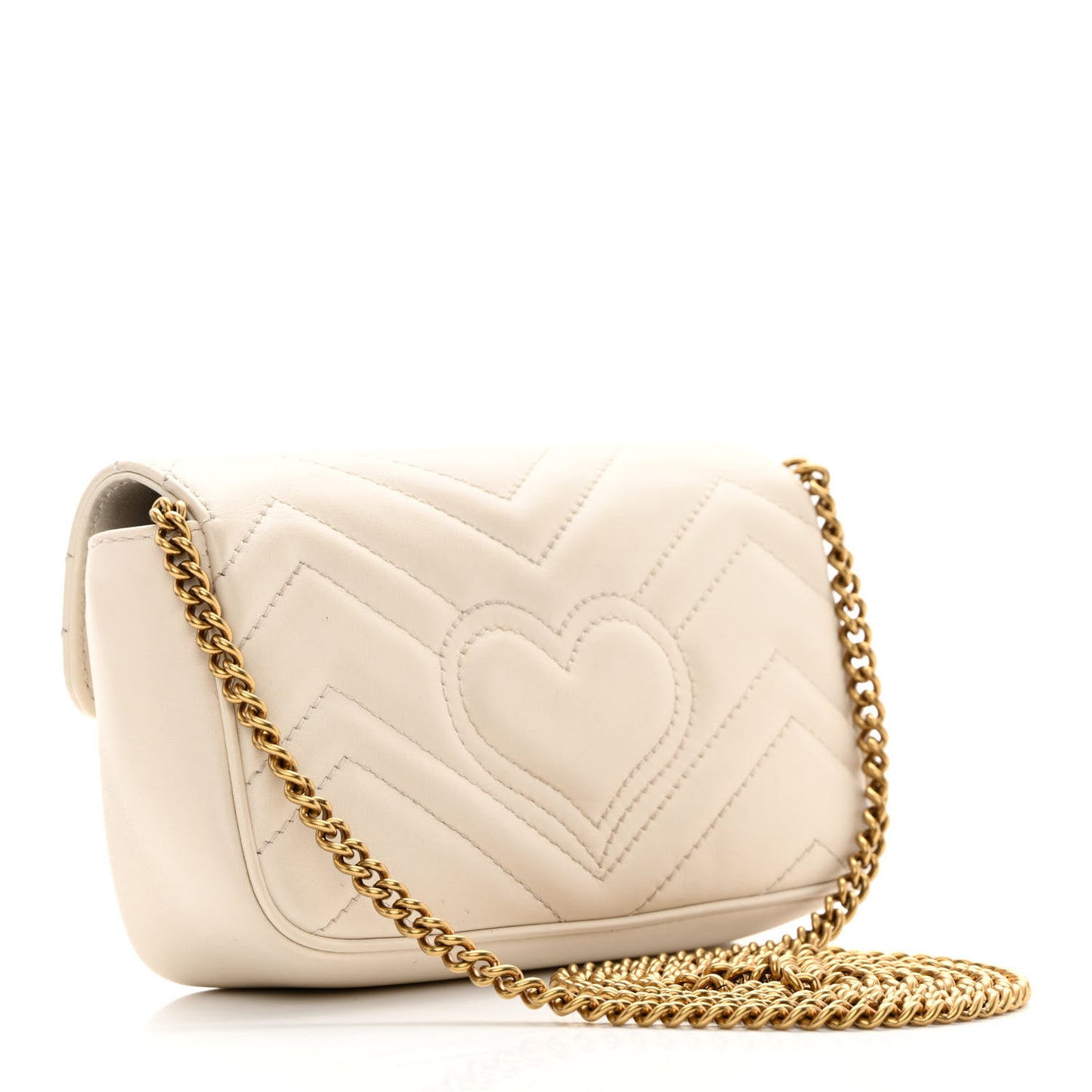Calfskin Matelasse Super Mini GG Marmont Shoulder Bag White