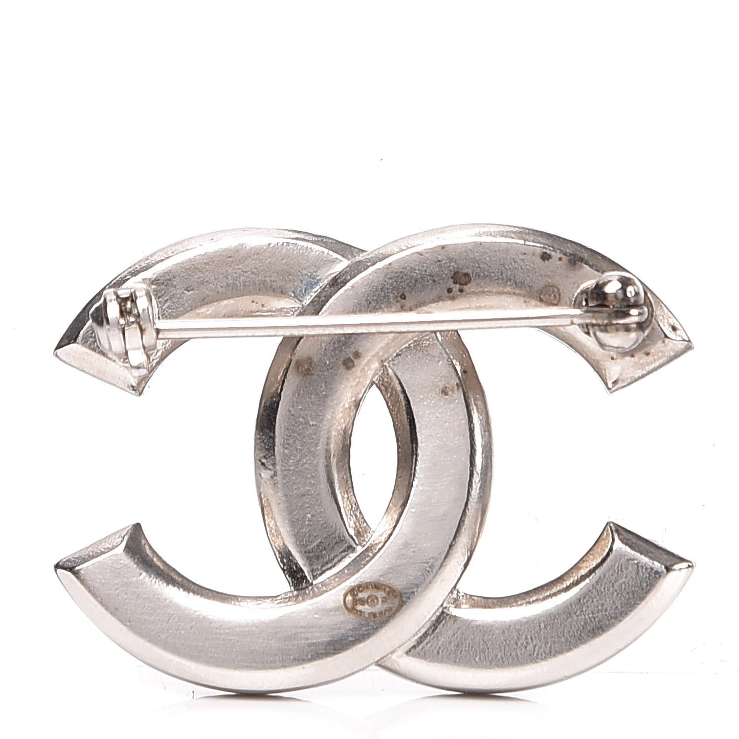 Crystal Baguette CC Brooch Grey Silver
