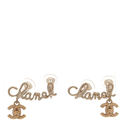 Chanel Metal CC Turnlock Climber Clip On Earrings Gold 1 of 5