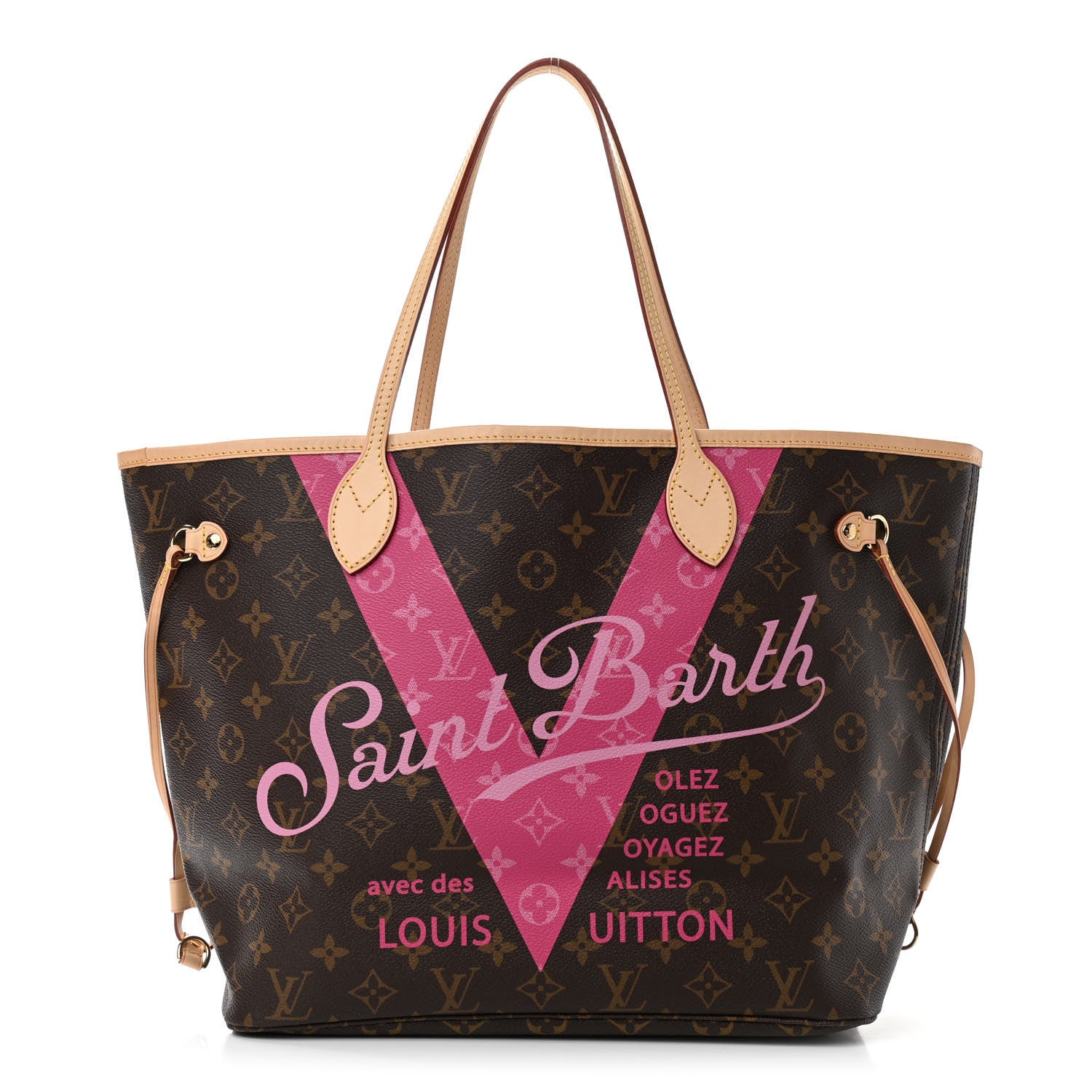 Louis Vuitton Monogram Saint Barth V Neverfull MM Hot Pink 3 of 12