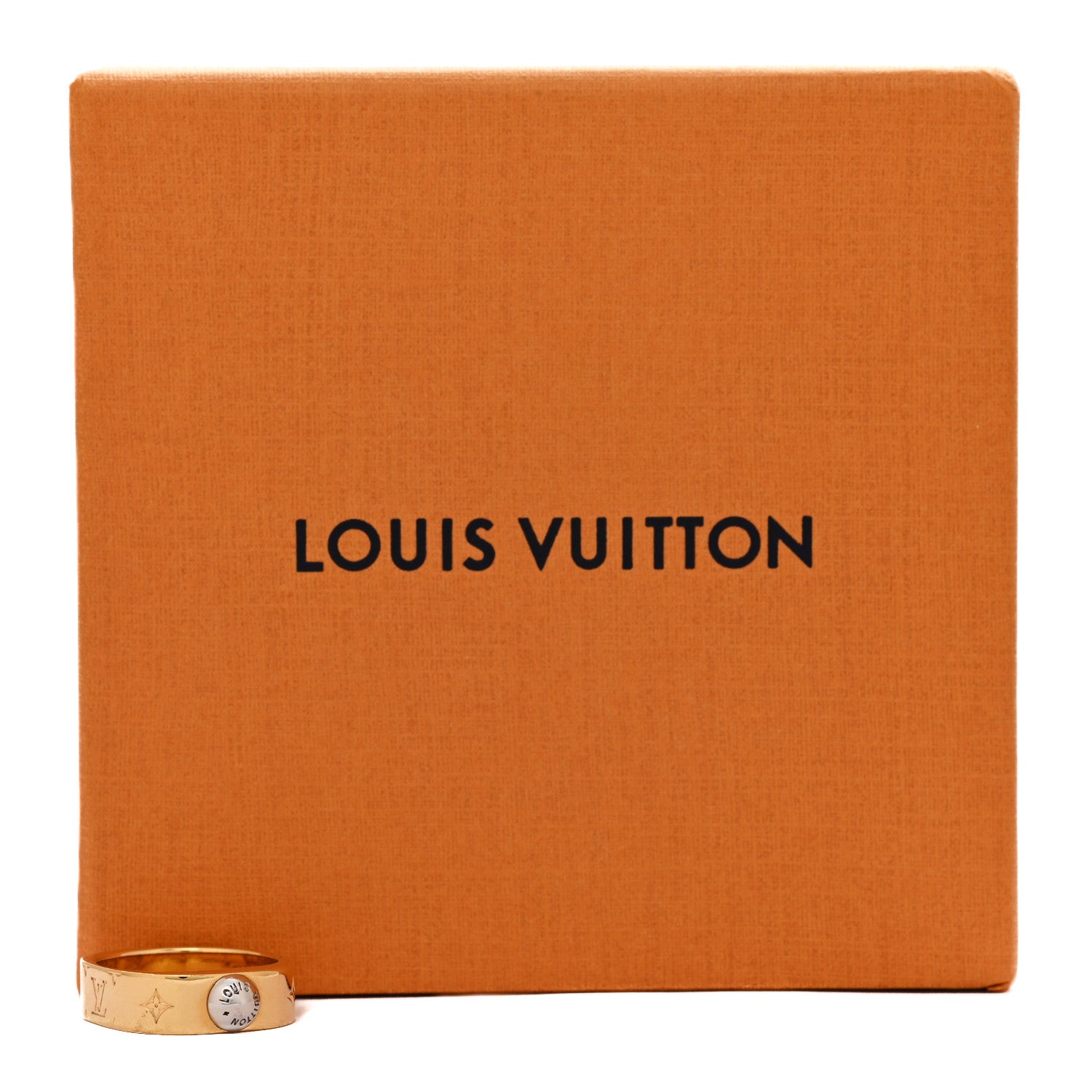 Louis Vuitton Brass Monogram Engraved Nanogram Ring M Gold 7 of 7
