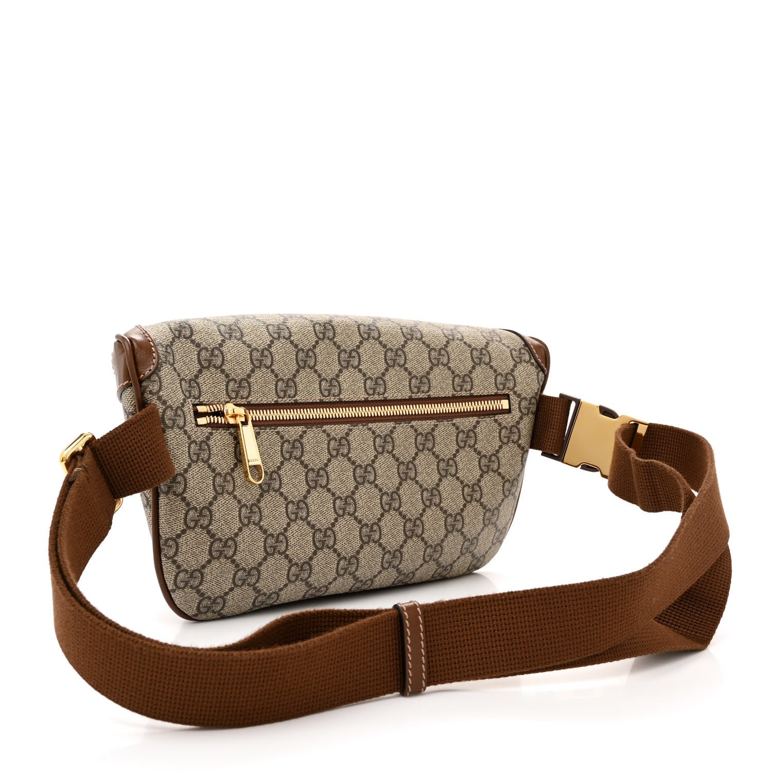 Gucci GG Supreme Monogram Textured Calfskin Retro Interlocking G Belt Bag Beige Ebony Brown Sugar 4 of 14