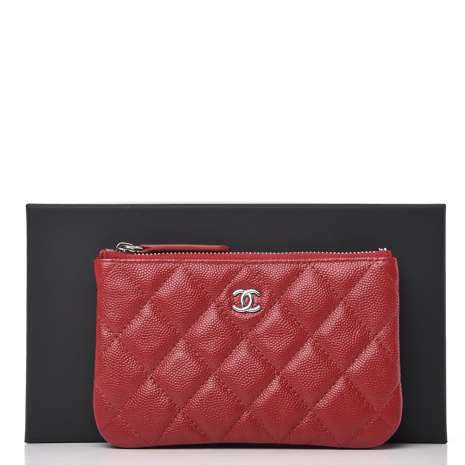 Chanel Caviar Quilted Small Cosmetic Case Dark Red 8 of 8