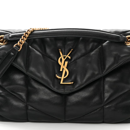Saint Laurent Lambskin Quilted Small Loulou Puffer Monogram Chain Satchel Black 8 of 17
