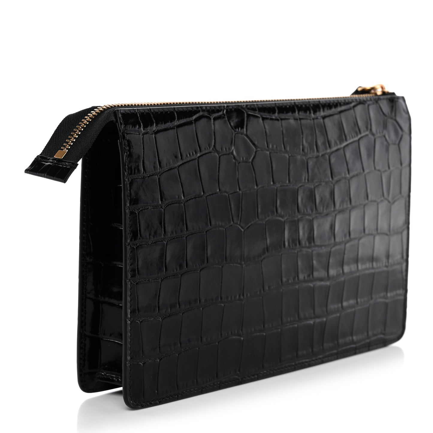 Calfskin Crocodile Embossed La Medusa Pouch Black