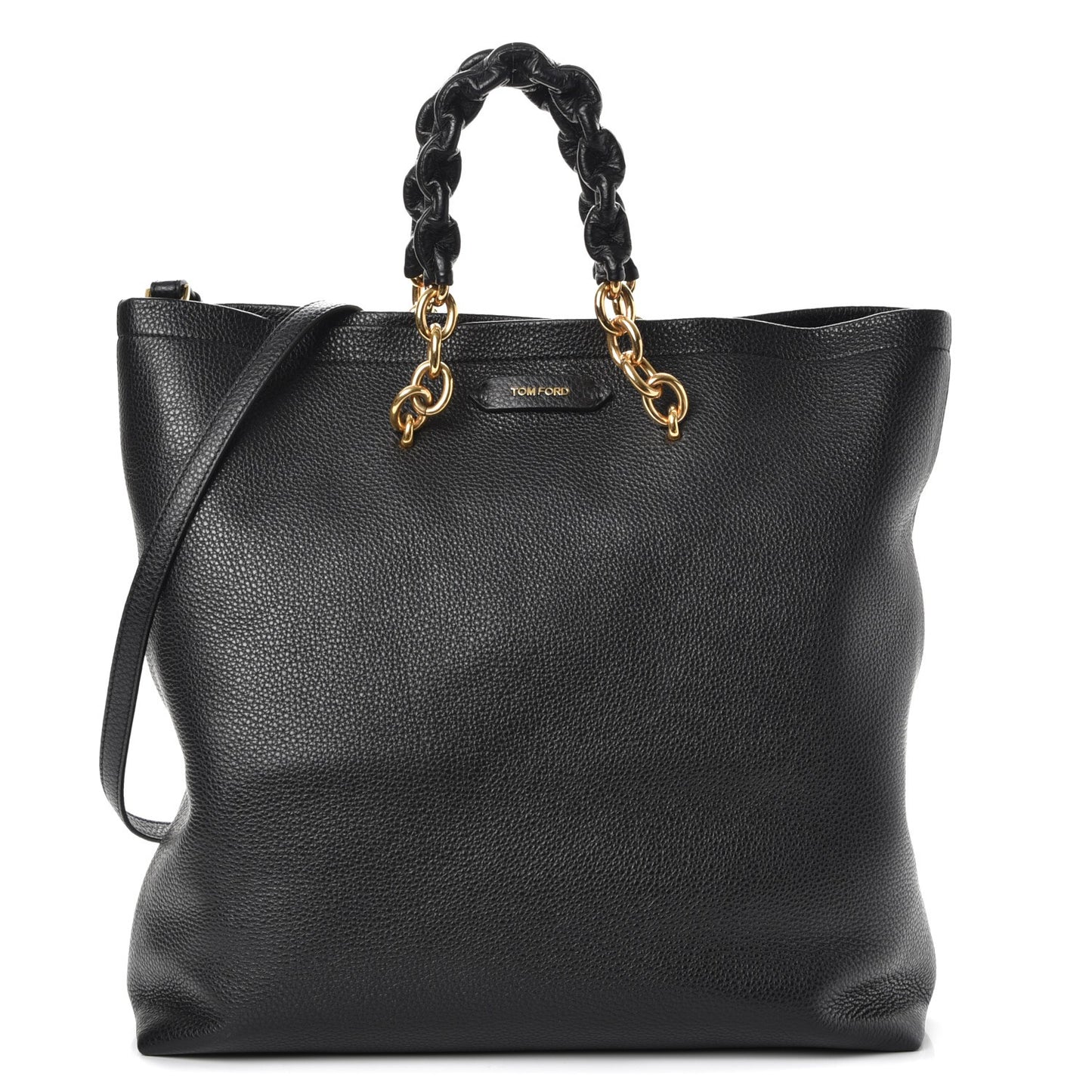 Grained Calfskin Large Carine Tote Black