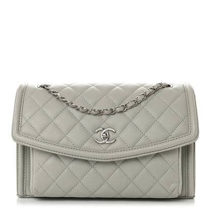 Chanel Lambskin Quilted Large Geometric Flap Light Grey 1 of 13