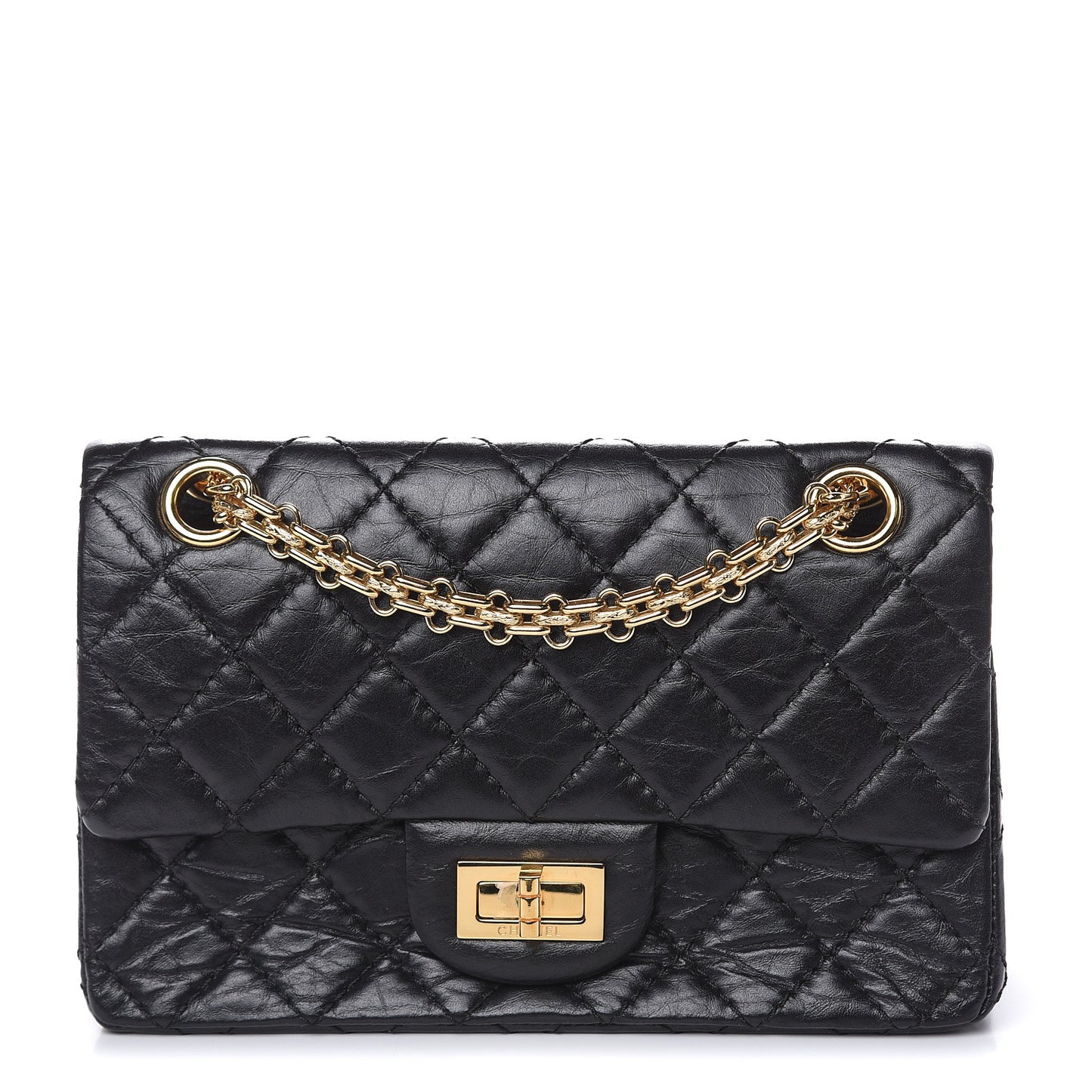 Aged Calfskin Quilted 2.55 Reissue Mini Flap Black