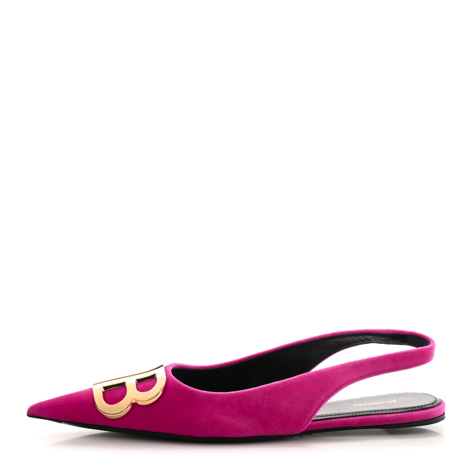 Balenciaga Velvet BB Knife Pointy Toe Slingback Flats 35 Pink 1 of 9