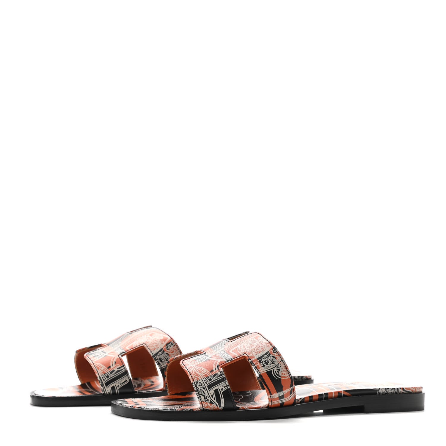 Hermes Calfskin Printed Brides de Gala en Desordre Oran Sandals 35.5 Multicolor Rose Aube 3 of 9