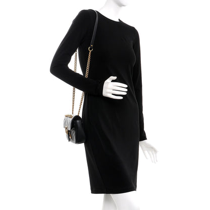 Gucci Calfskin Matelasse Mini GG Marmont Shoulder Bag Black 2 of 6