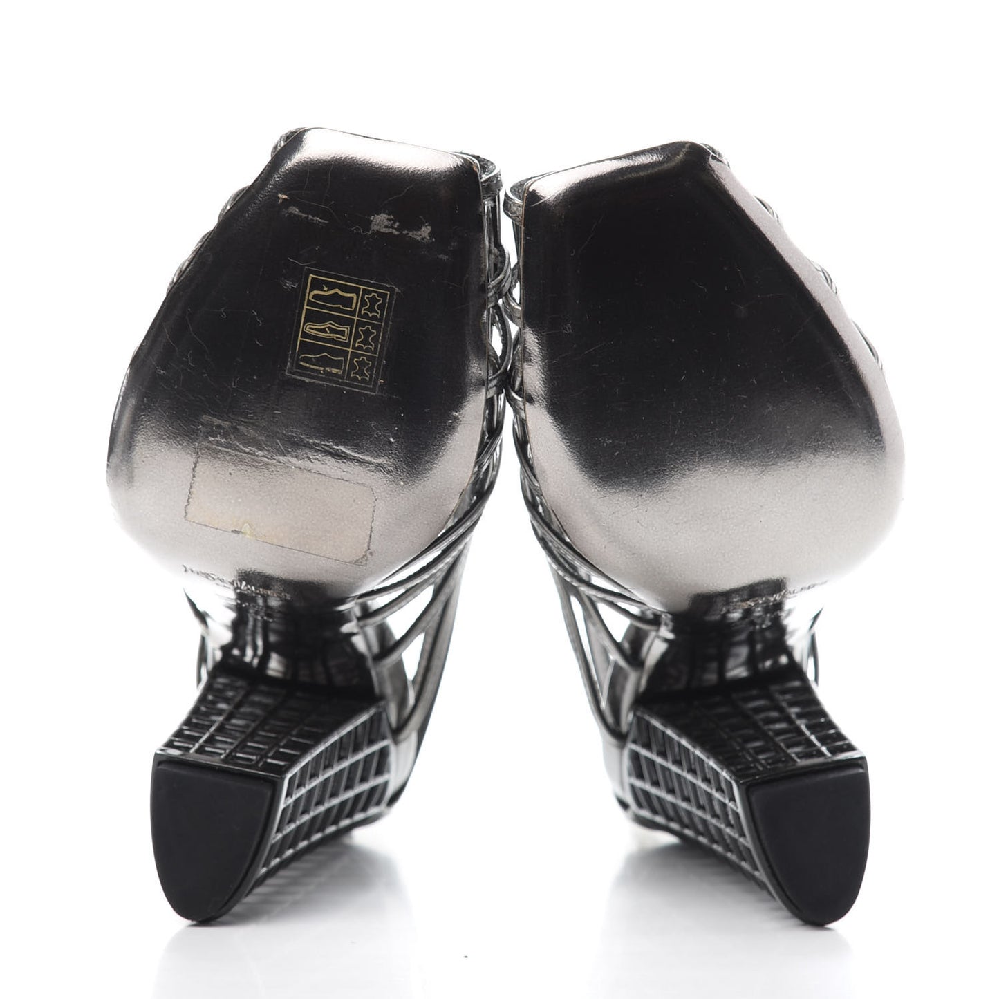 Leather Cage Booties 36 Anthracite