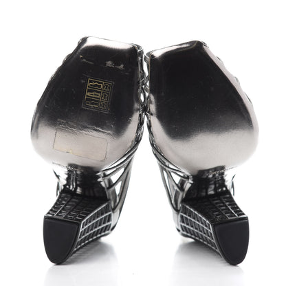 Saint Laurent Leather Cage Booties 36 Anthracite 6 of 8