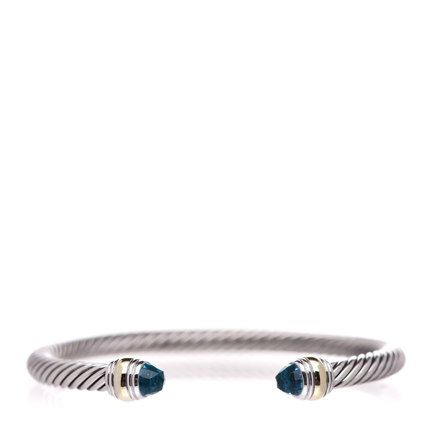 Sterling Silver 14K Yellow Gold Blue Topaz 5mm Cable Classics Bracelet