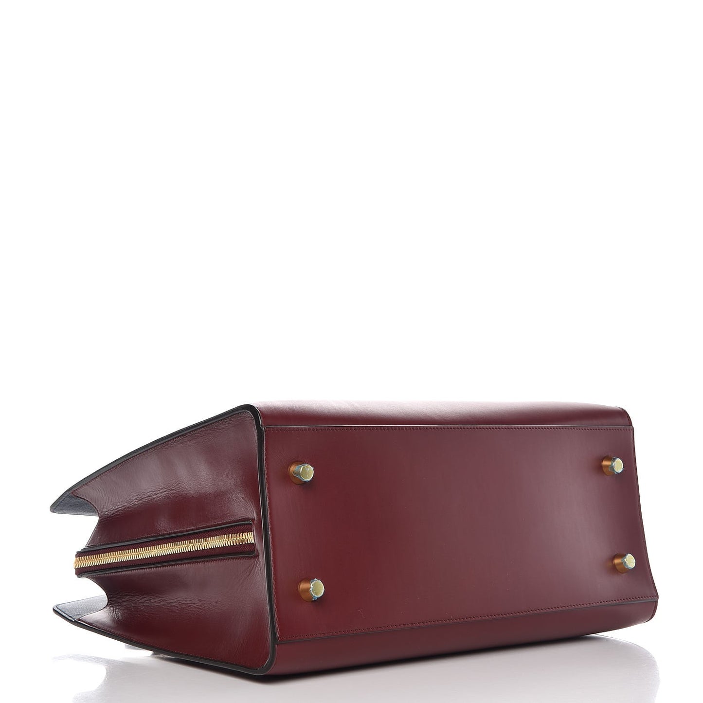 Calfskin Boxy Tote Burgundy