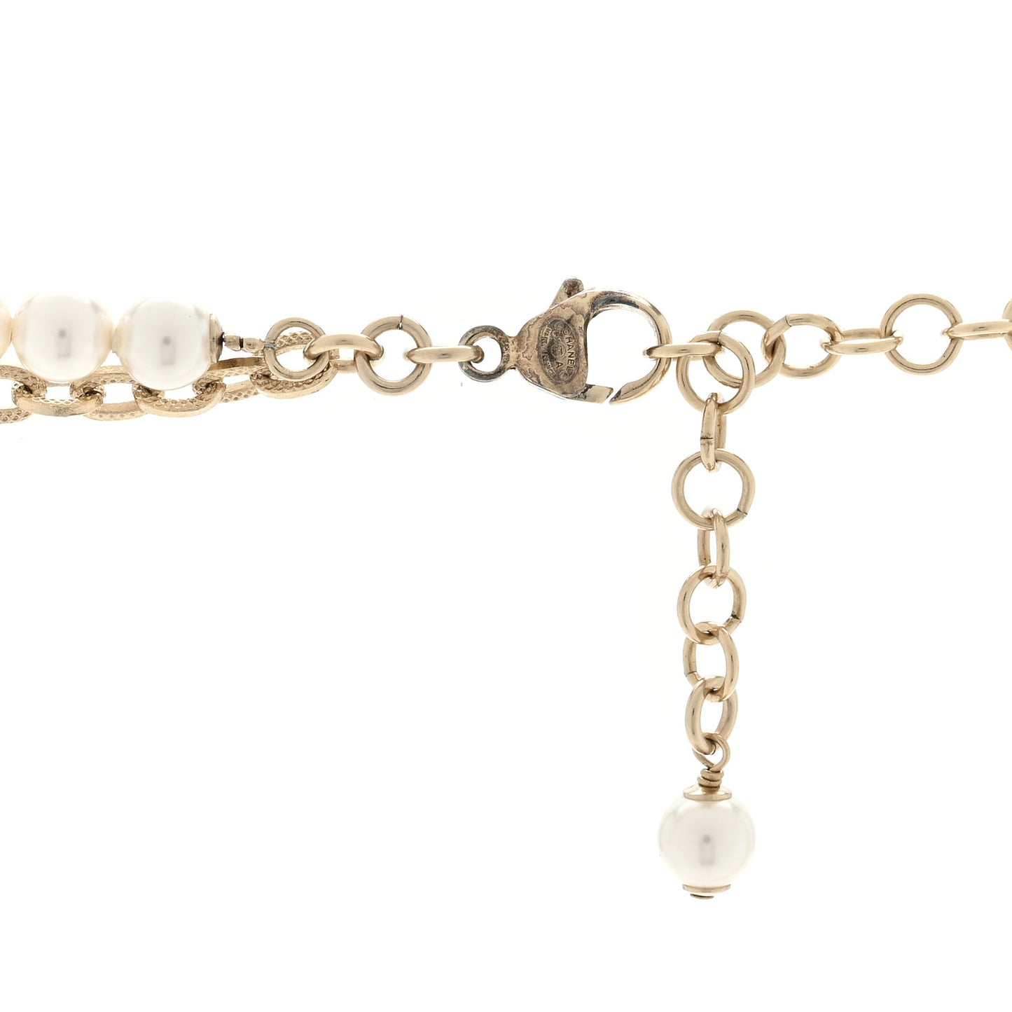 Pearl Crystal Nefertiti CC Short Necklace Gold Grey