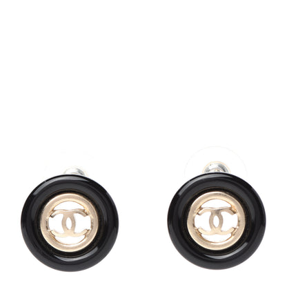 Chanel Resin CC Earrings Gold Black 1 of 5