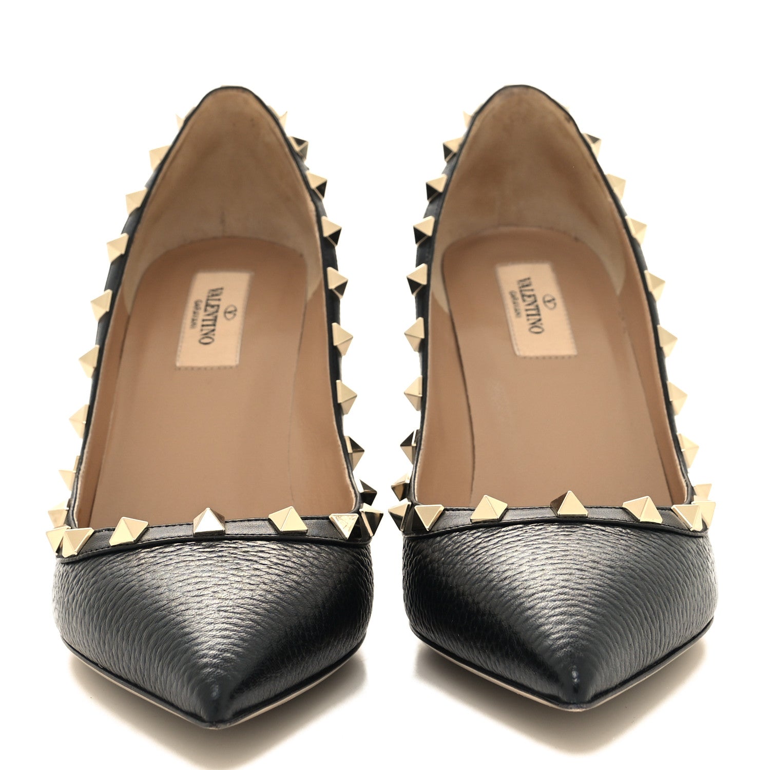 Valentino Garavani Pebbled Calfskin Rockstud 100mm Pumps 39.5 Black 2 of 7